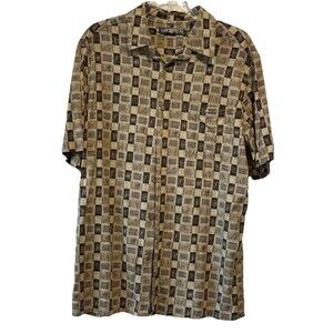 Campia Men's Short Sleeve Shirt Rayon, Size Large